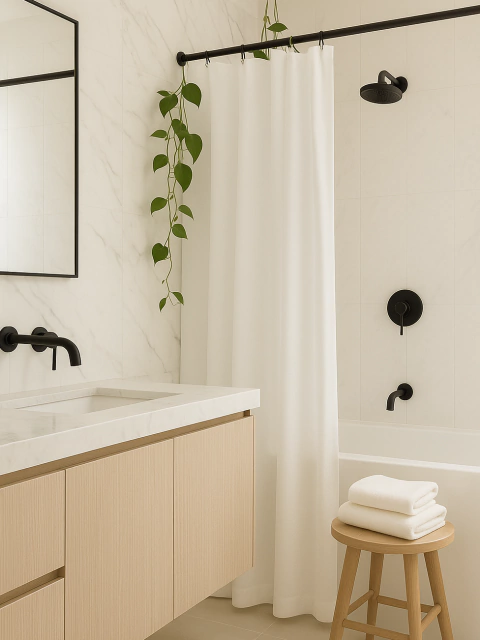 Cortina de Baño Hotel Plain Blanca - comprar online