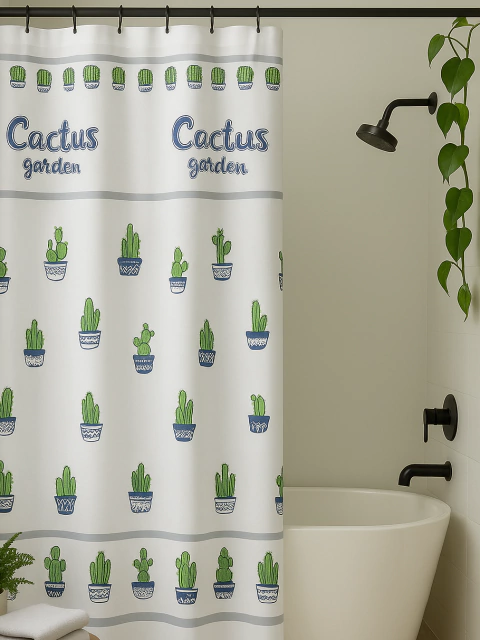Cortina de baño Lino Jacquard Cactus Garden - comprar online