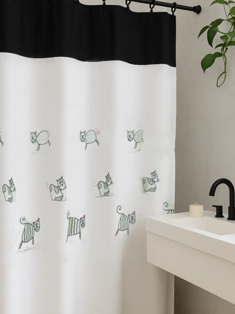 Cortina de Baño Modelo Stripes Cats - comprar online
