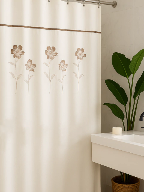 Cortina de Baño Modelo Azalea Flower Marron - comprar online