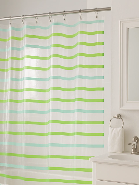 Cortina de Baño Pvc Stripe Verde Celeste - comprar online