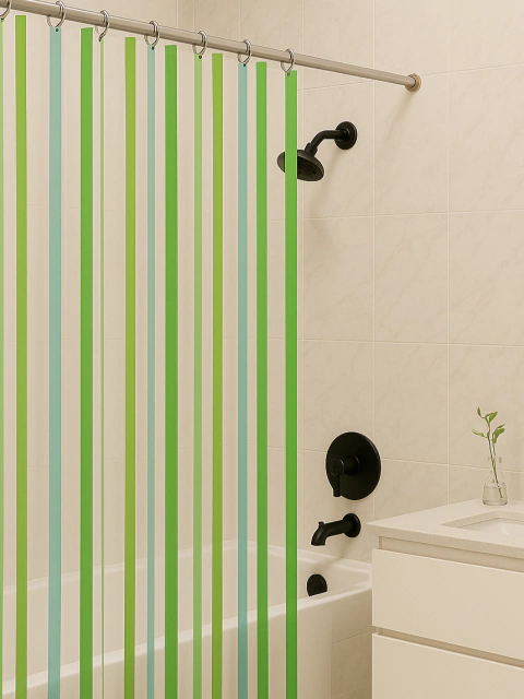 Cortina de Baño Pvc Stripe Verde - comprar online