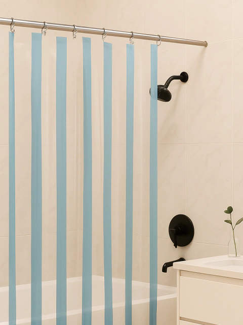 Cortina de Baño Pvc Cristal Line Azul - comprar online