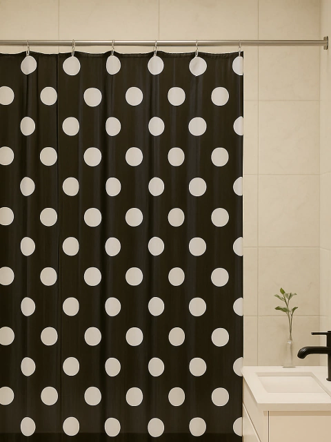 Cortina de Baño Pvc Cristal Spots Negro - comprar online