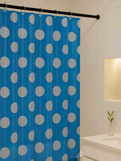 Cortina de Baño Pvc Cristal Spots Azul - comprar online