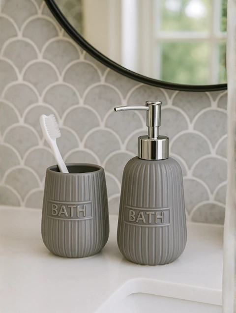 Accesorios Para Baño Set Abril Gris 2 Piezas - comprar online