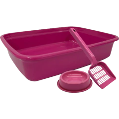 KIT GATO C/ 3 PEÇAS (BANDEJA- PÁ - COMEDOURO) - loja online