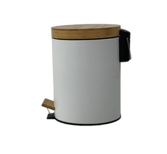 Cesto de residuos bambú circular blanco - comprar online