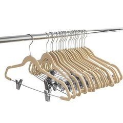 Perchas Adulto terciopelo con broche beige - comprar online