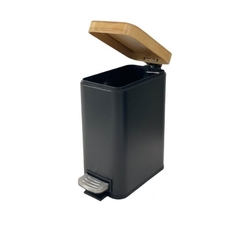 Cesto de residuos bambú rectangular negro