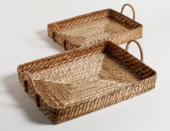 Bandeja Josefa rectangular con manija chica beige