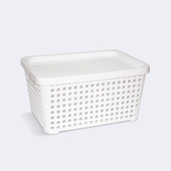 Tapa de rattan mediano o contenedor básico grande blanco - Tu espacio organizado