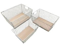 Canasto Calado Madera Set x3