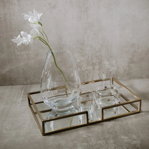 Bandeja Geo rectangular dorada grande