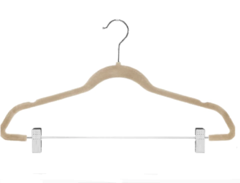 Perchas Adulto terciopelo con broche beige