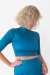 Lycra crop manga 3/4 - cuello alto - Petróleo