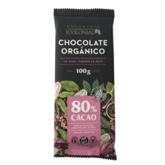 Chocolate Orgánico 80% Cacao Sin Taac COLONIAL - 100 gr