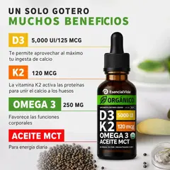 Vitamina D3 + K2 Gotas Sublinguales ESENCIAL VIDA - 30 ml en internet