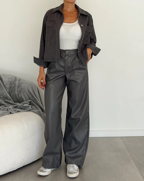 PANTALON WIDE LEG ENGOMADO ROSE - comprar online