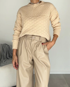 PANTALON WIDE LEG ENGOMADO ROSE
