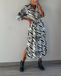 VESTIDO CAMISERO ZEBRA BLANCO - comprar online