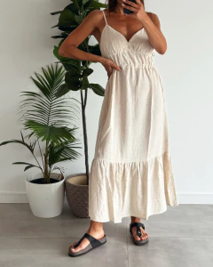 VESTIDO LARGO DE LINO FRESA - comprar online