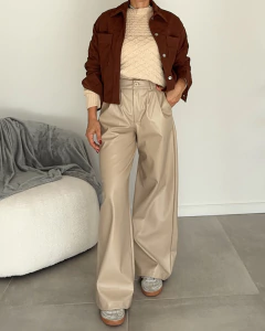 PANTALON WIDE LEG ENGOMADO ROSE - Sor Juana