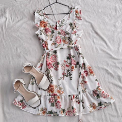 VESTIDO RIFA BLANCO ROJO - tienda online