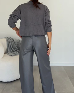 PANTALON WIDE LEG ENGOMADO ROSE - Sor Juana