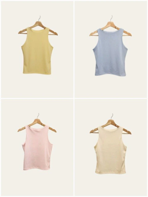 Musculosa Básica de Lycra con Cuello Alto y Doble Tela en Busto REBECA - tienda online