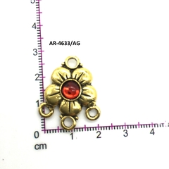 AR-4633-AG FLORES CON STRASS DORADO