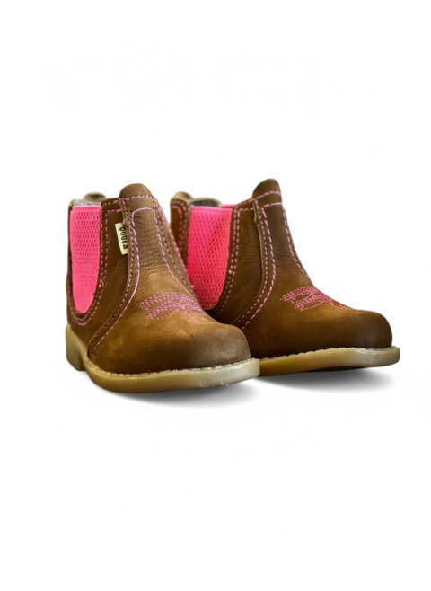 Botina Infantil F-100 Terra/Rosa Couro 1004 - comprar online