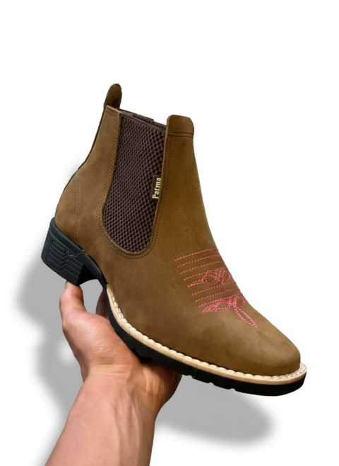 Botina Feminina Palma Bico Quadrado Nobuck Rato Couro Legítimo 429 - comprar online