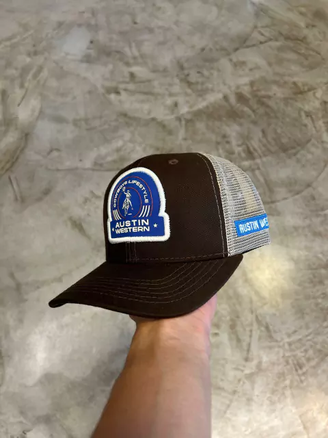 Boné Austin Western Marrom com Grade Bege