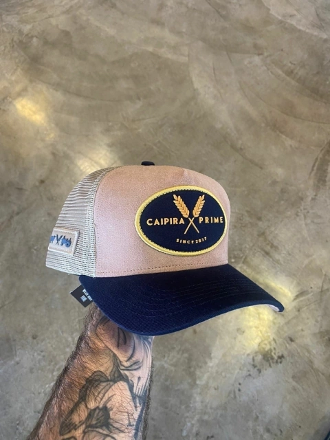 Boné Caipira Prime Bege e Azul Marinho B213
