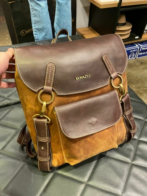 Mochila Goyazes Terra Couro Legítimo B 2105 1