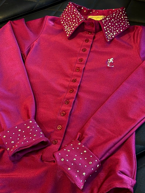 Body Labella Country Rosa Com Strass Gola e Punho