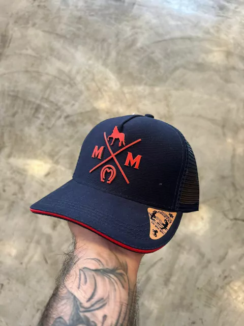 Boné Mangalarga Marchador Azul Marinho com Detalhes Vermelho