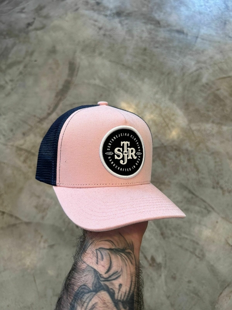 Boné Sertanejeiro Rosa com Azul