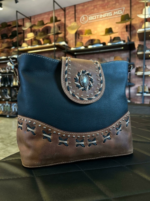 Bolsa Goyazes Preto Couro Legítimo B 2308-1