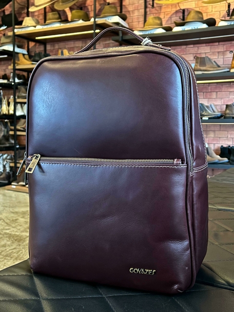 Mochila Goyazes Café Couro Legítimo B 1828
