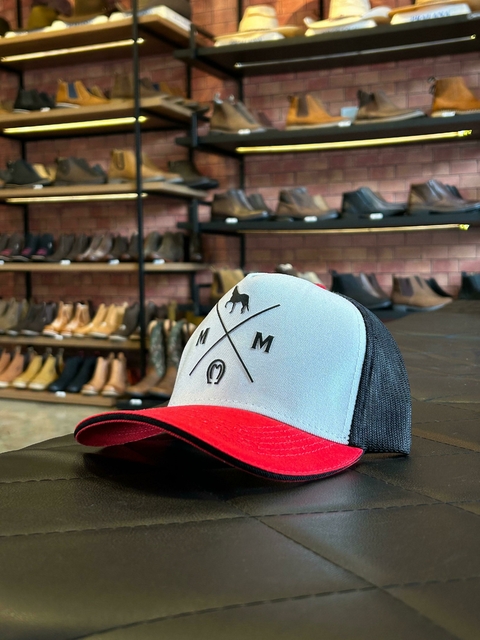 Boné Mangalarga Marchador Branco Vermelho e Preto