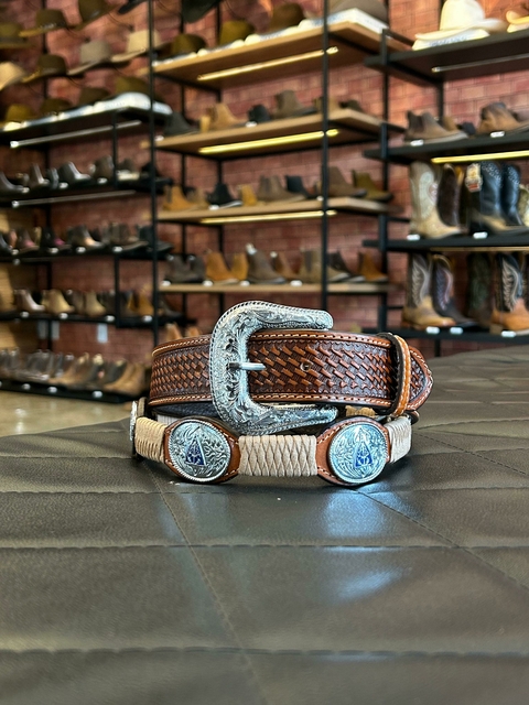 Cinto Pyramid 2001 Charroa Recouro Nossa Senhora Couro Legítimo