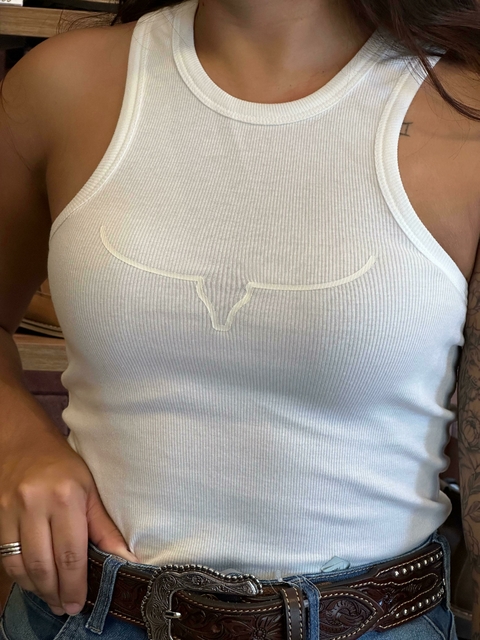 Regata Feminina Moiadeiros Branco/Longhorn Branco CMRF32