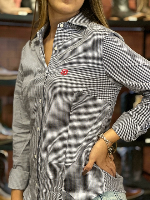 Camisa TXC Custom Feminino Xadrez Marinho 12053L