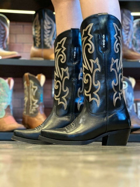 Bota Feminina Vimar Boots Mustang Preto Couro Legítimo 10232