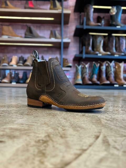 Botina Tropeiro Cinza Rato Couro Legítimo 00069