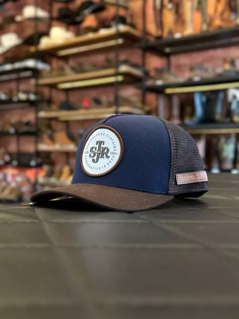 Boné Sertanejeiro Azul Marinho e Marrom