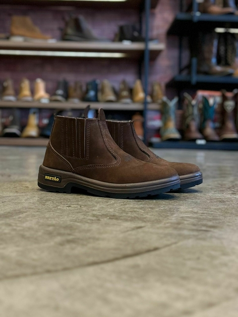 Botina Bretão Chocolate Couro Legítimo 322