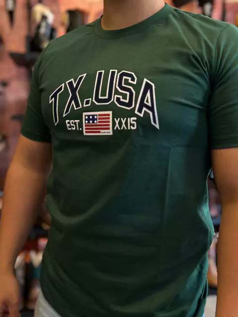 CAMISETA MASCULINA TEXAS FARM - CM552 - VERDE BANDEIRA